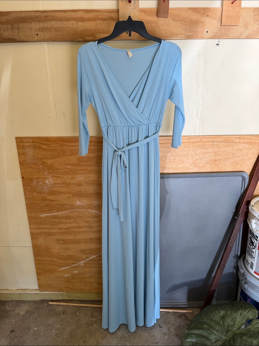 Pinkblush Light Blue Wrap Maxi Dress with Tie Waist